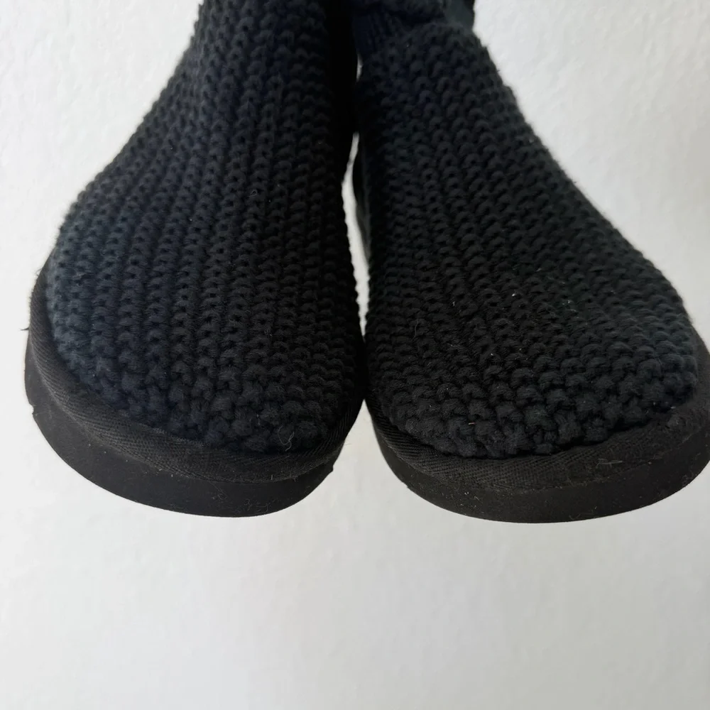UGG Australia 'Classic Argyle' Black Textured Sweater Knit Boot Size 10